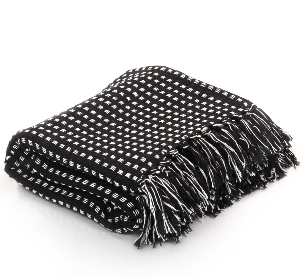 vidaXL plaid bomuld firkanter 125 x 150 cm sort vidaXL plaid bomuld firkanter 125 x 150 cm sort