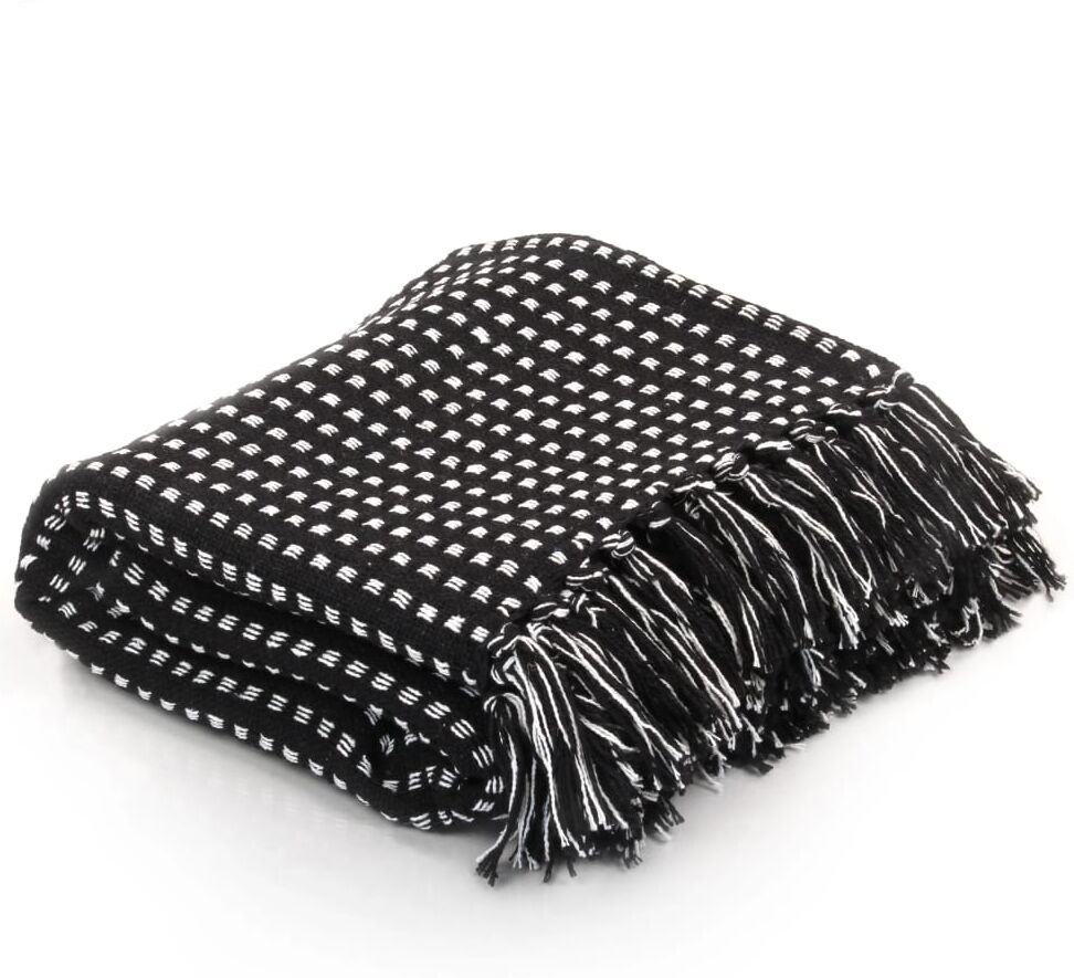 vidaXL plaid bomuld firkanter 220 x 250 cm sort vidaXL plaid bomuld firkanter 220 x 250 cm sort