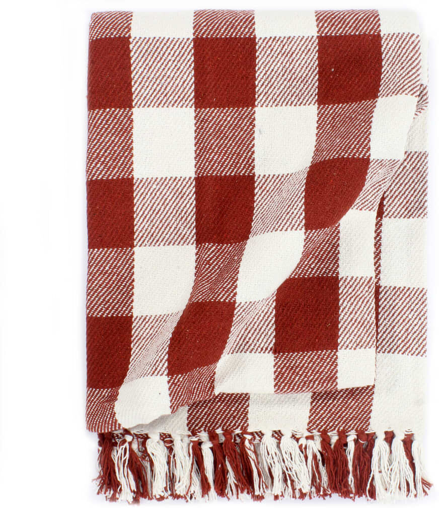 vidaXL plaid 220 x 250 cm ternet bomuld stenrød vidaXL plaid 220 x 250 cm ternet bomuld stenrød