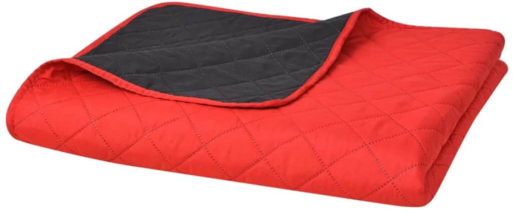 vidaXL dobbeltsidet polstret sengetæppe rød og sort 170x210 cm vidaXL dobbeltsidet polstret sengetæppe rød og sort 170x210 cm