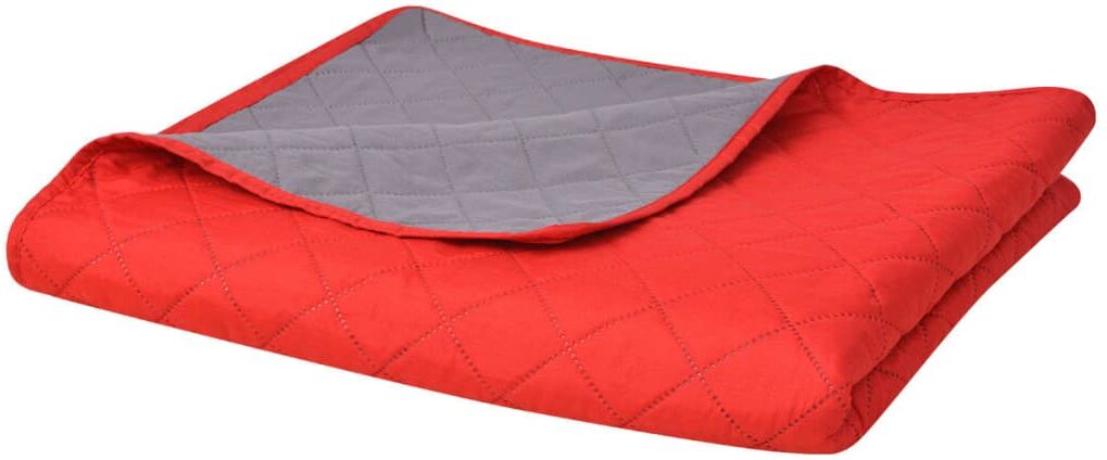 vidaXL dobbeltsidet polstret sengetæppe rød og grå 170x210 cm vidaXL dobbeltsidet polstret sengetæppe rød og grå 170x210 cm