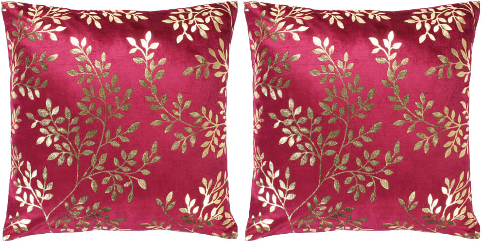 vidaXL puder 2 stk. folieprint 40x40 cm fløjl rød og guldfarvet vidaXL puder 2 stk. folieprint 40x40 cm fløjl rød og guldfarvet