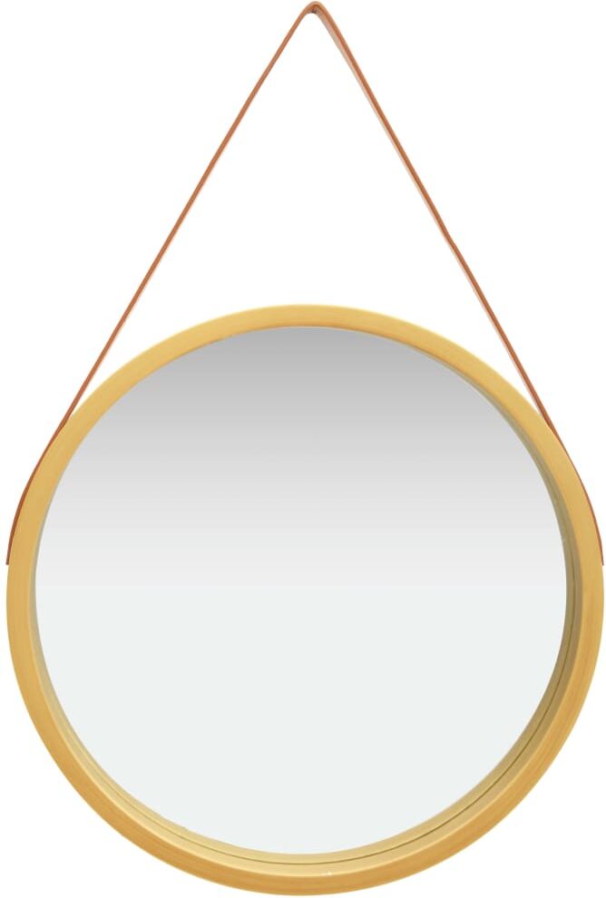 vidaXL vægspejl med strop 60 cm guldfarvet vidaXL vægspejl med strop 60 cm guldfarvet