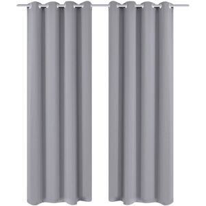 vidaXL 2 stk Grå Blackout Gardiner med Metal Ringe 135 x 245 cm