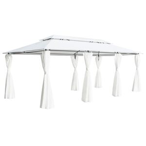 vidaXL pavillon med gardiner 600x298x270 cm 180g/m² hvid