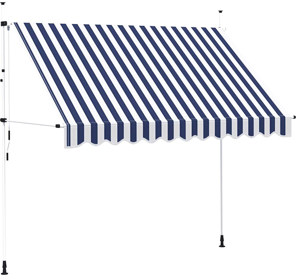 vidaXL foldemarkise manuel betjening 300 cm blå og hvid striber vidaXL foldemarkise manuel betjening 300 cm blå og hvid striber