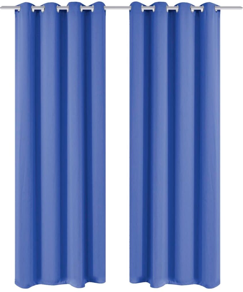 vidaXL mørklægningsgardiner 2 stk. med metalsnøreringe 135x175 cm blå vidaXL mørklægningsgardiner 2 stk. med metalsnøreringe 135x175 cm blå