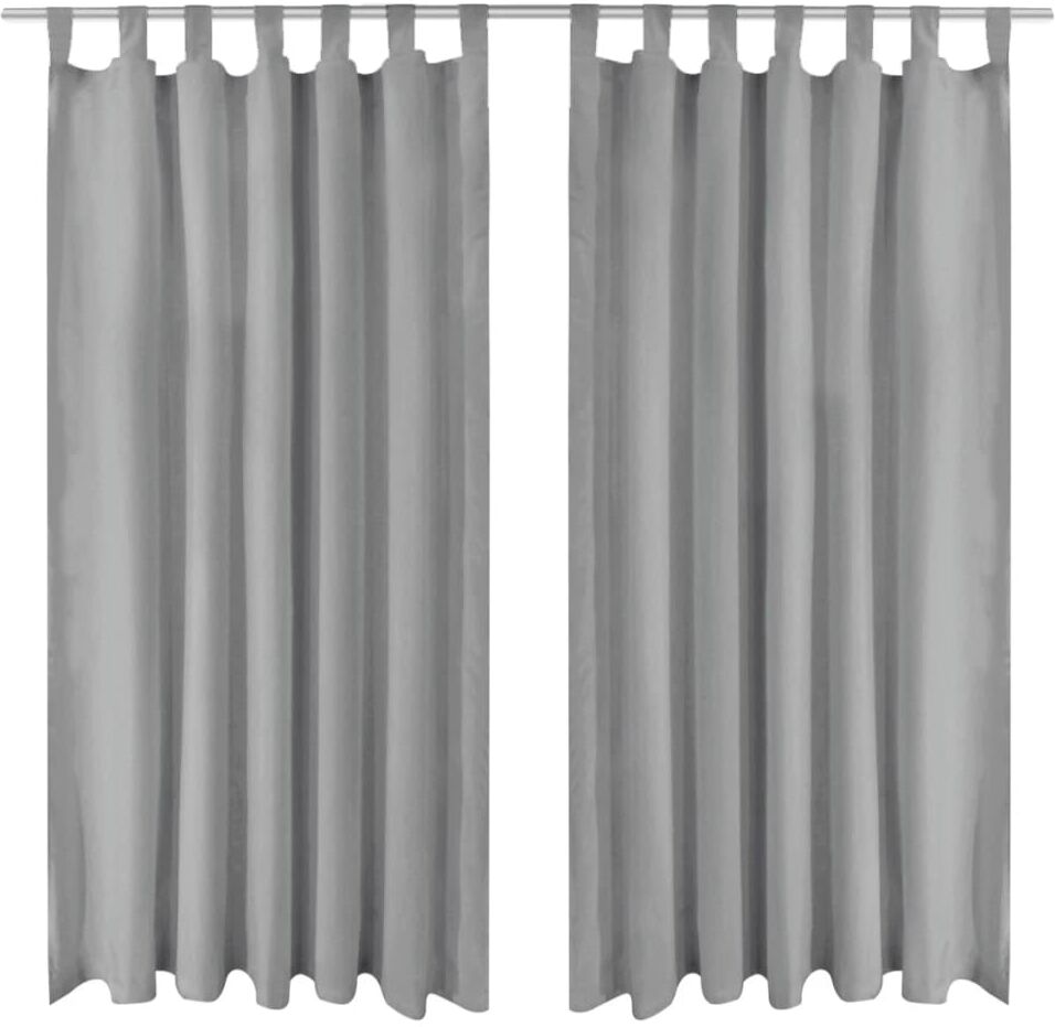 vidaXL gardiner i mikro-satin 2 stk. med løkker 140 x 225 cm grå vidaXL gardiner i mikro-satin 2 stk. med løkker 140 x 225 cm grå