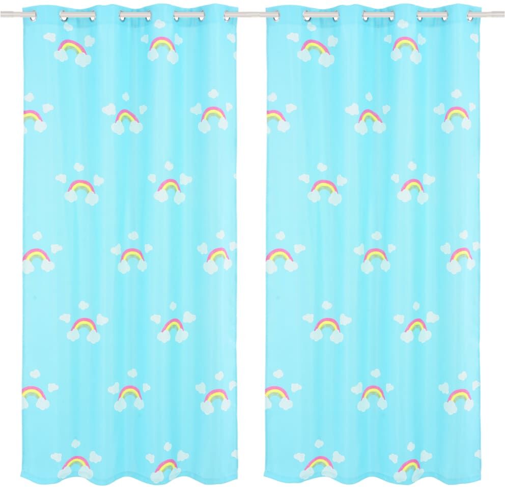 vidaXL mørklægningsgardiner med print til børn 2 stk. 140 x 240 cm regnbue blå vidaXL mørklægningsgardiner med print til børn 2 stk. 140 x 240 cm regnbue blå