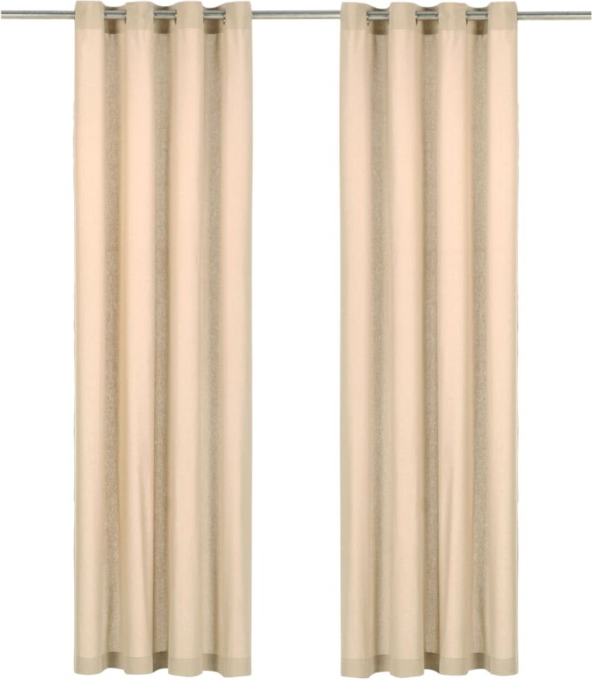 vidaXL gardiner med metalringe 2 stk. 140 x 175 cm bomuld beige vidaXL gardiner med metalringe 2 stk. 140 x 175 cm bomuld beige