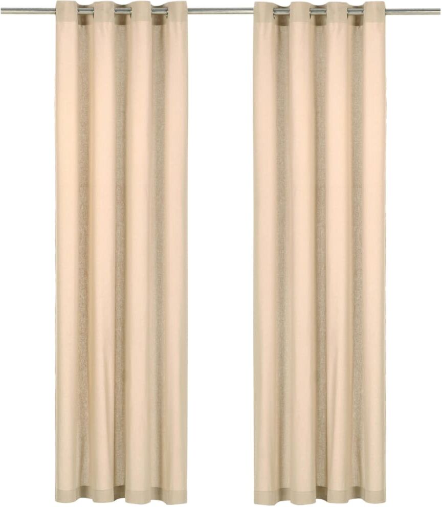 vidaXL gardiner med metalringe 2 stk. 140 x 245 cm bomuld beige vidaXL gardiner med metalringe 2 stk. 140 x 245 cm bomuld beige