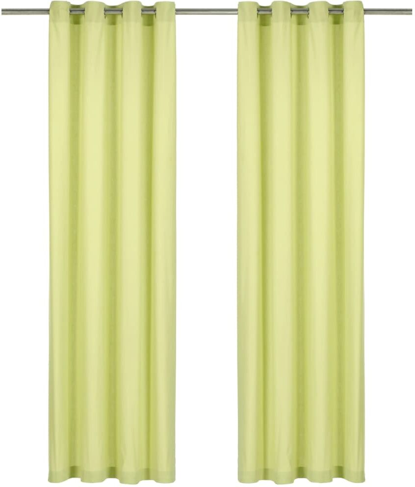 vidaXL gardiner med metalringe 2 stk. 140 x 175 cm bomuld grøn vidaXL gardiner med metalringe 2 stk. 140 x 175 cm bomuld grøn