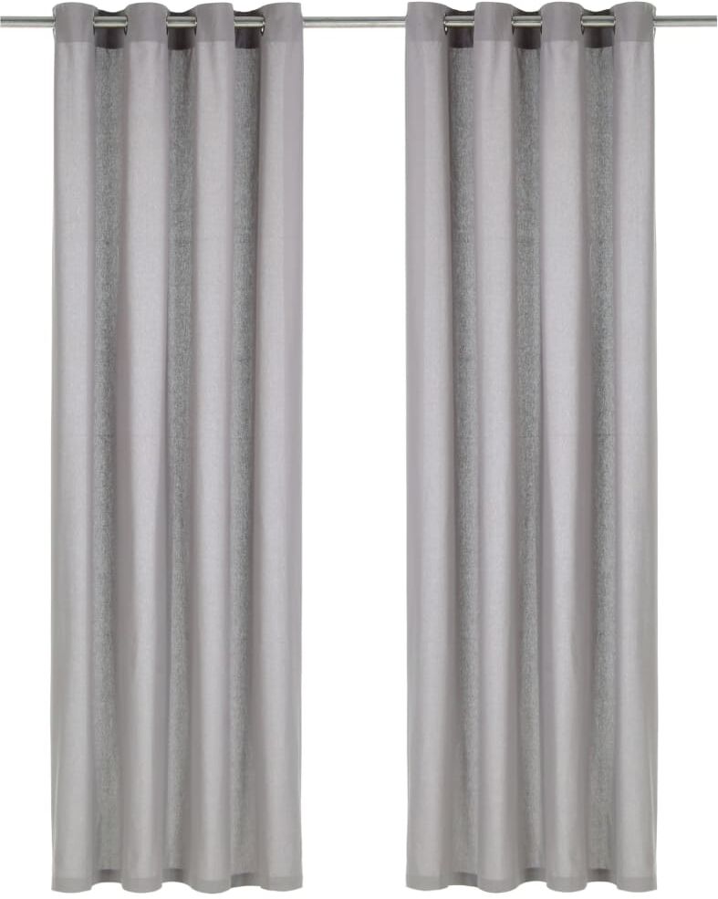 vidaXL gardiner med metalringe 2 stk. 140 x 245 cm bomuld grå vidaXL gardiner med metalringe 2 stk. 140 x 245 cm bomuld grå