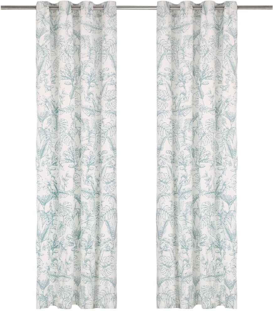 vidaXL gardiner metalringe 2 stk. 140 x 245 cm bomuld blomstret grøn vidaXL gardiner metalringe 2 stk. 140 x 245 cm bomuld blomstret grøn
