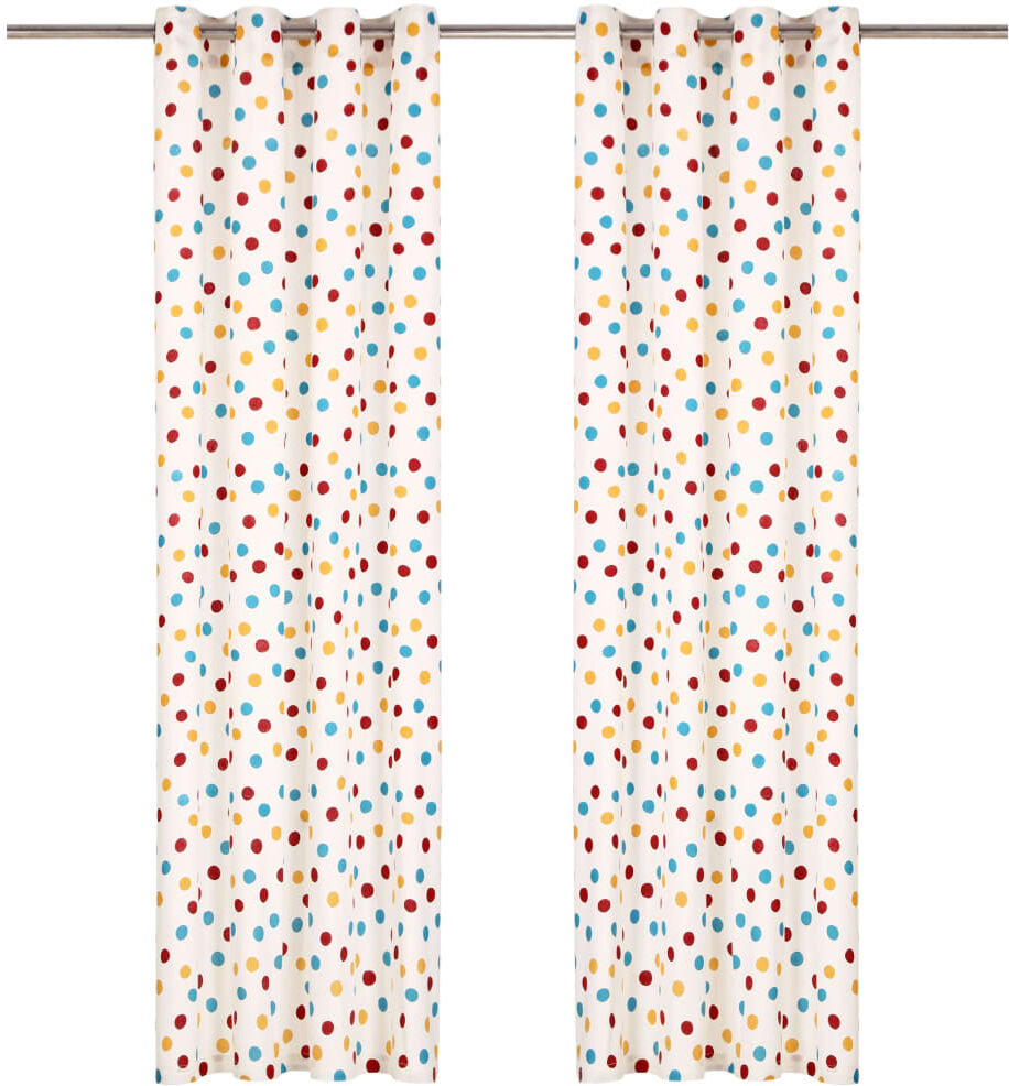 vidaXL gardiner med metalringe 2 stk. 140 x 245 cm bomuld prikket vidaXL gardiner med metalringe 2 stk. 140 x 245 cm bomuld prikket