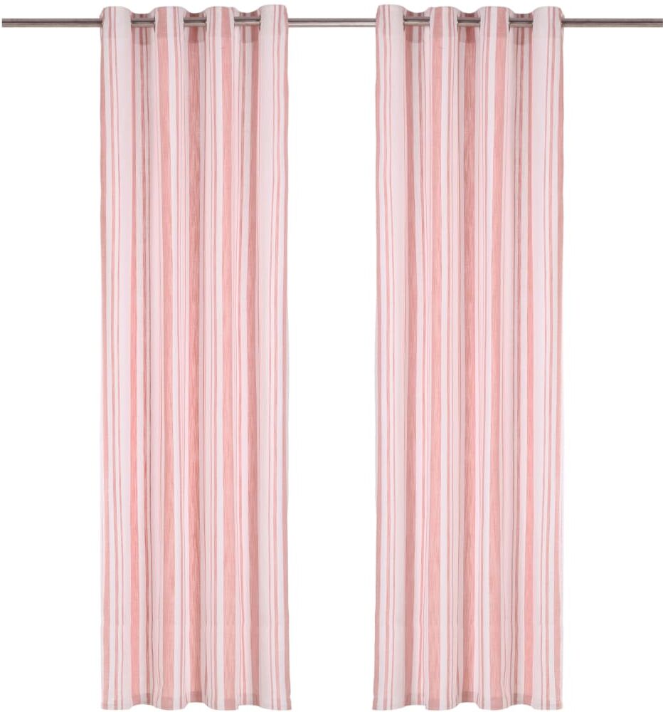 vidaXL gardiner med metalringe 2 stk. 140 x 175 cm bomuld striber pink vidaXL gardiner med metalringe 2 stk. 140 x 175 cm bomuld striber pink