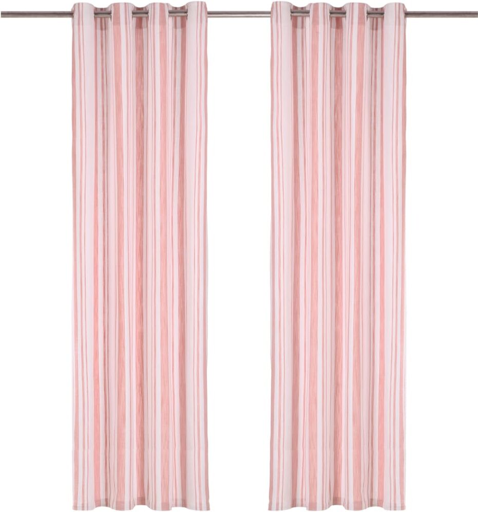 vidaXL gardiner med metalringe 2 stk. 140 x 245 cm bomuld striber pink vidaXL gardiner med metalringe 2 stk. 140 x 245 cm bomuld striber pink