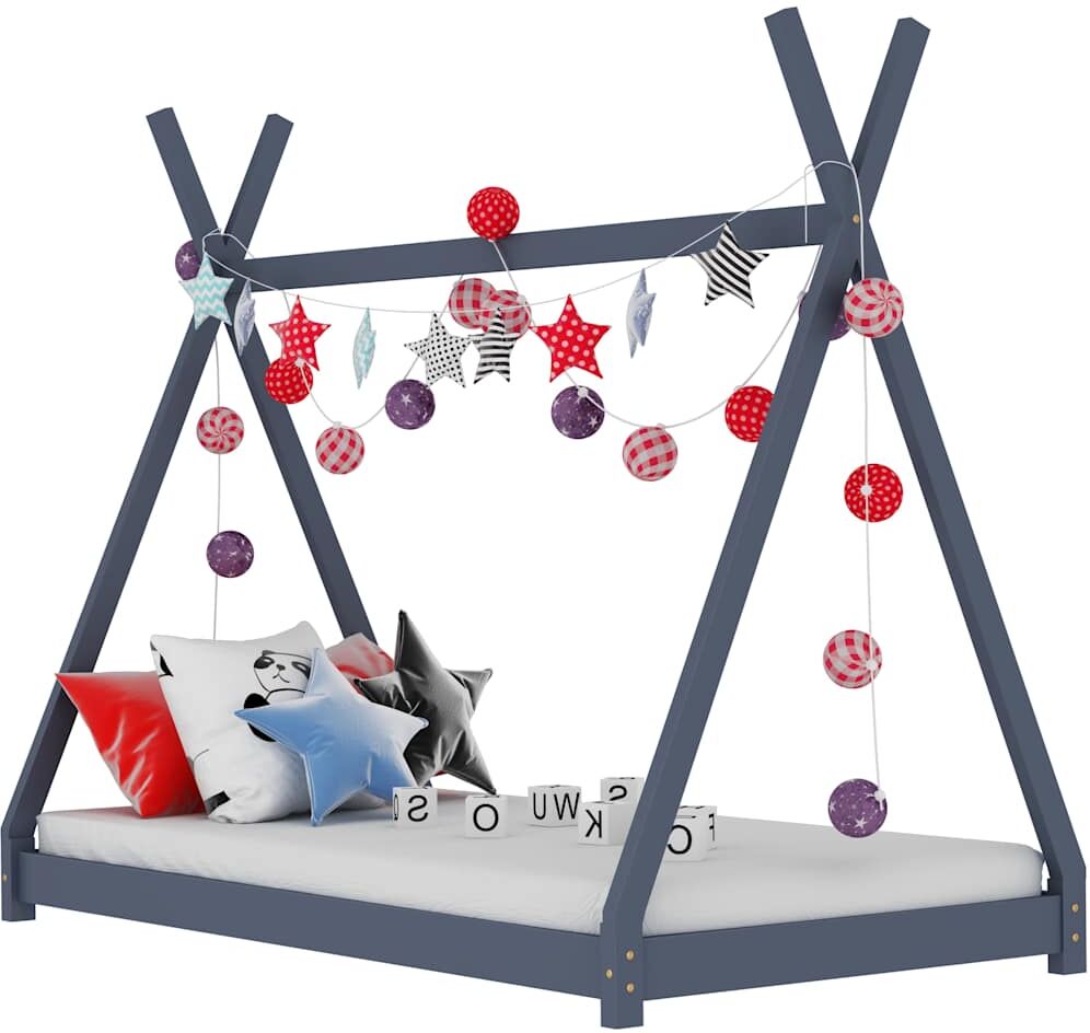 vidaXL sengestel til børneseng 90 x 200 cm massivt fyrretræ grå vidaXL sengestel til børneseng 90 x 200 cm massivt fyrretræ grå