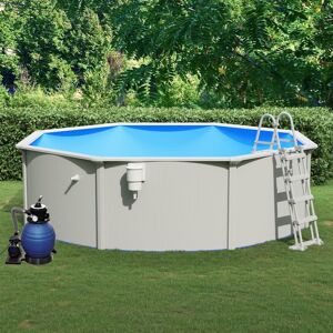 vidaXL swimmingpool med sandfilterpumpe og poolstige 460x120 cm