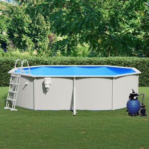 vidaXL swimmingpool med sandfilterpumpe og stige 490x360x120 cm