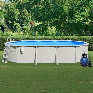 vidaXL swimmingpool med sandfilterpumpe og stige 610x360x120 cm