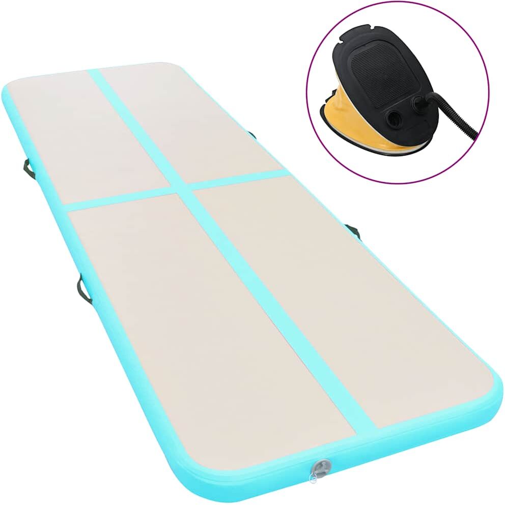 vidaXL oppustelig gymnastikmåtte med pumpe 800 x 100 x 10 cm PVC grøn