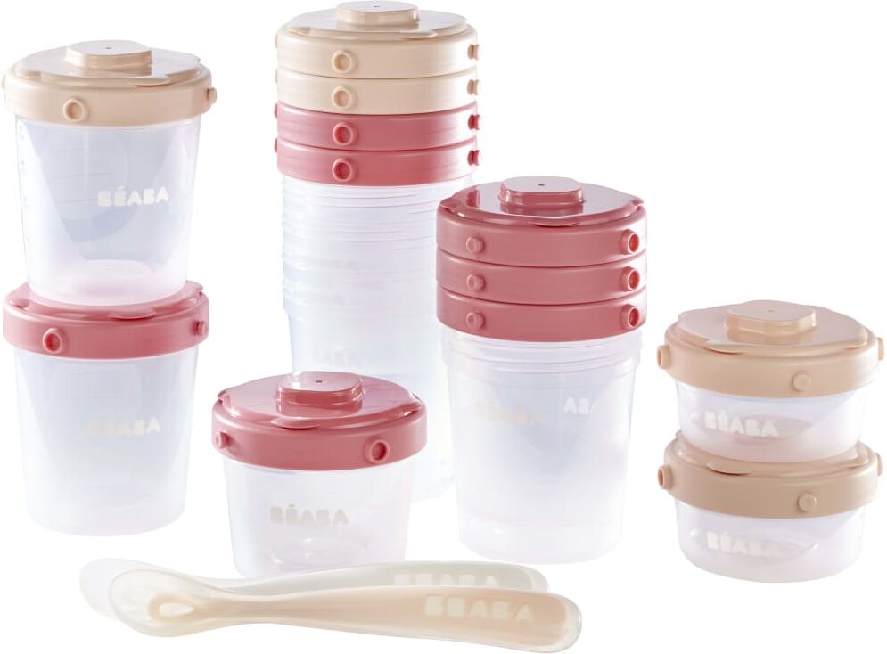 Beaba madbeholdersæt 1st Meal Set pink og koralfarvet Beaba madbeholdersæt 1st Meal Set pink og koralfarvet