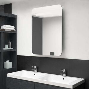 vidaXL badeværelsesskab med spejl LED 60x11x80 cm antracitgrå