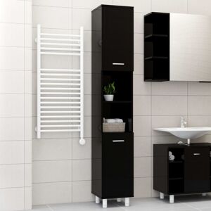 vidaXL badeværelsesskab 30x30x179 cm spånplade sort højglans
