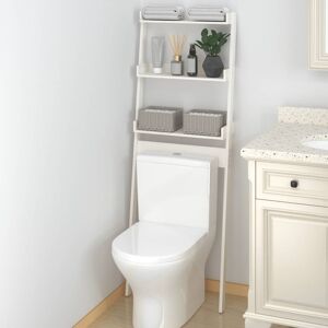 vidaXL toiletstativ 63,5x32x179 cm massivt fyrretræ hvid