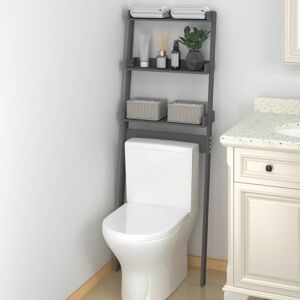 vidaXL toiletstativ 63,5x32x179 cm massivt fyrretræ grå