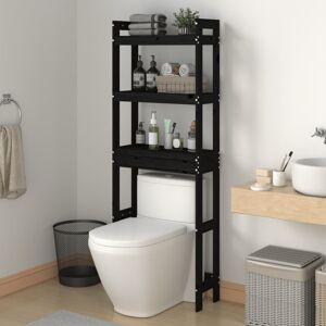 vidaXL toiletstativ 63x26x171 cm massivt fyrretræ sort