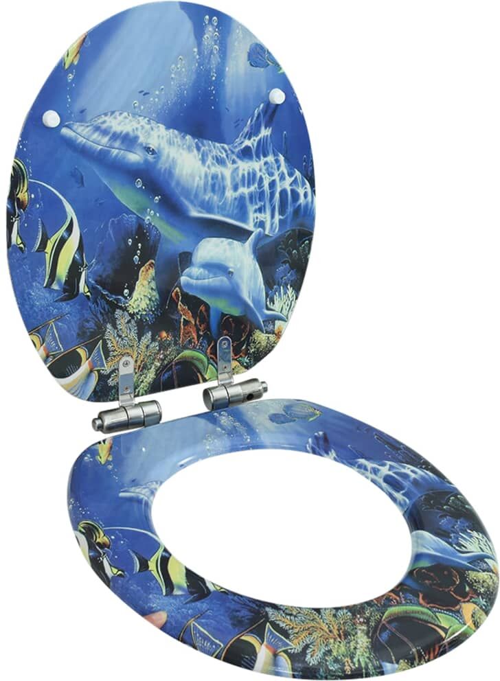 vidaXL toiletsæde med soft close-låg MDF delfindesign vidaXL toiletsæde med soft close-låg MDF delfindesign