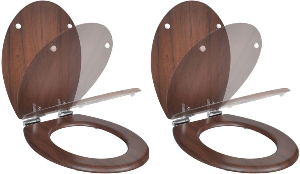 vidaXL toiletsæder med soft close-låg 2 stk. MDF brun vidaXL toiletsæder med soft close-låg 2 stk. MDF brun
