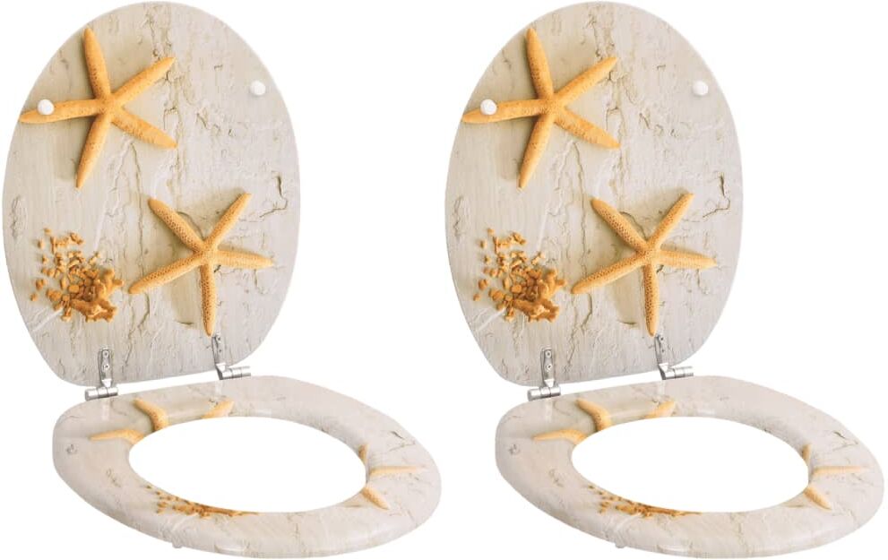 vidaXL toiletsæder med låg 2 stk. søstjernedesign MDF vidaXL toiletsæder med låg 2 stk. søstjernedesign MDF