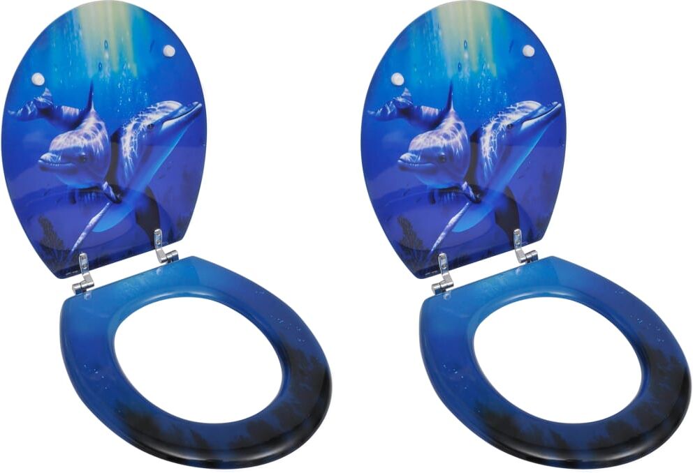 vidaXL toiletsæder med låg 2 stk. delfindesign MDF vidaXL toiletsæder med låg 2 stk. delfindesign MDF