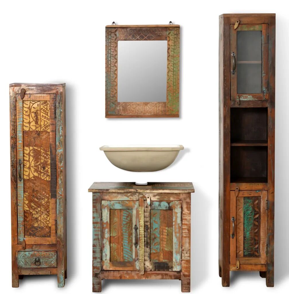 vidaXL skabssæt med spejl og 2 sideskabe vidaXL skabssæt med spejl og 2 sideskabe