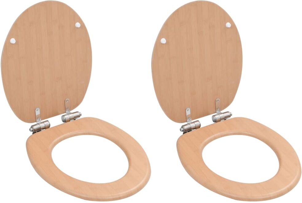 vidaXL toiletsæder 2 stk. med soft close-låg MDF bambusdesign vidaXL toiletsæder 2 stk. med soft close-låg MDF bambusdesign