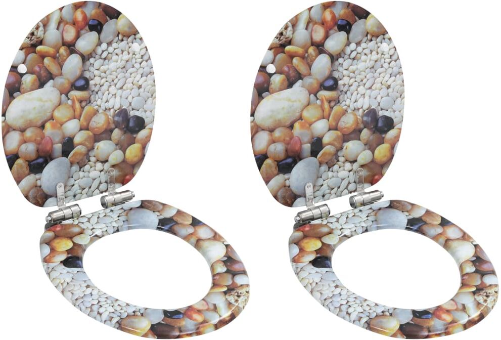 vidaXL toiletsæder 2 stk. med soft close-låg MDF småstensdesign vidaXL toiletsæder 2 stk. med soft close-låg MDF småstensdesign