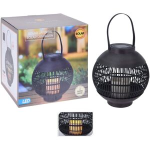 ProGarden soldrevet LED-lanterne med lys rattan sort