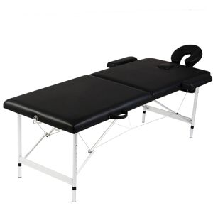 vidaXL sammenfoldeligt massagebord med aluminiumsstel 2 zoner sort