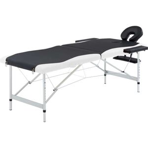 vidaXL sammenfoldeligt massagebord aluminiumsstel 2 zoner sort og hvid