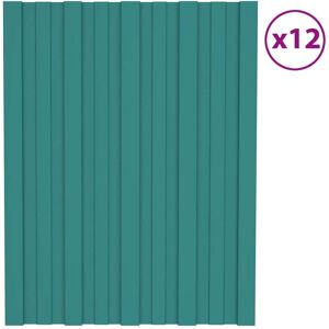 vidaXL tagplader 12 stk. 60x45 cm galvaniseret stål grøn