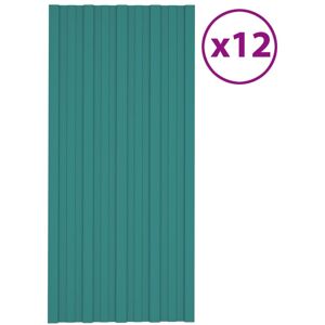 vidaXL tagplader 12 stk. 100x45 cm galvaniseret stål grøn