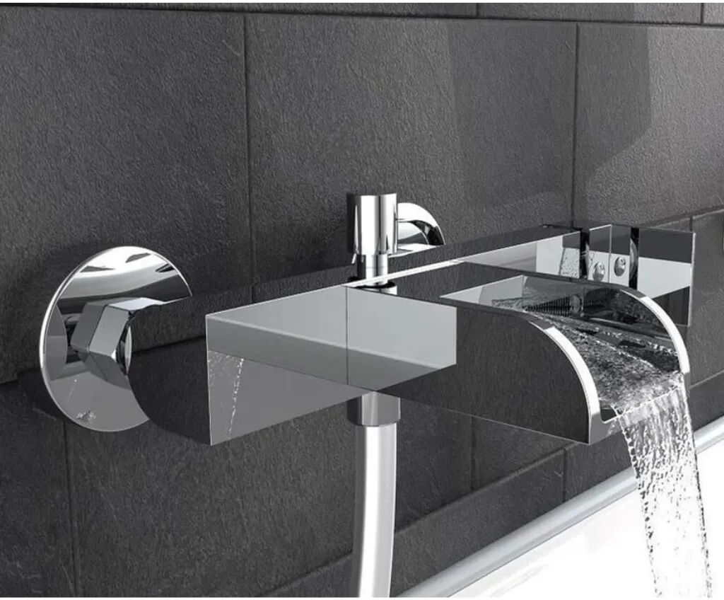 SCHÜTTE blandingsbatteri til badekar med vandfaldstud IDROVIA krom SCHÜTTE blandingsbatteri til badekar med vandfaldstud IDROVIA krom