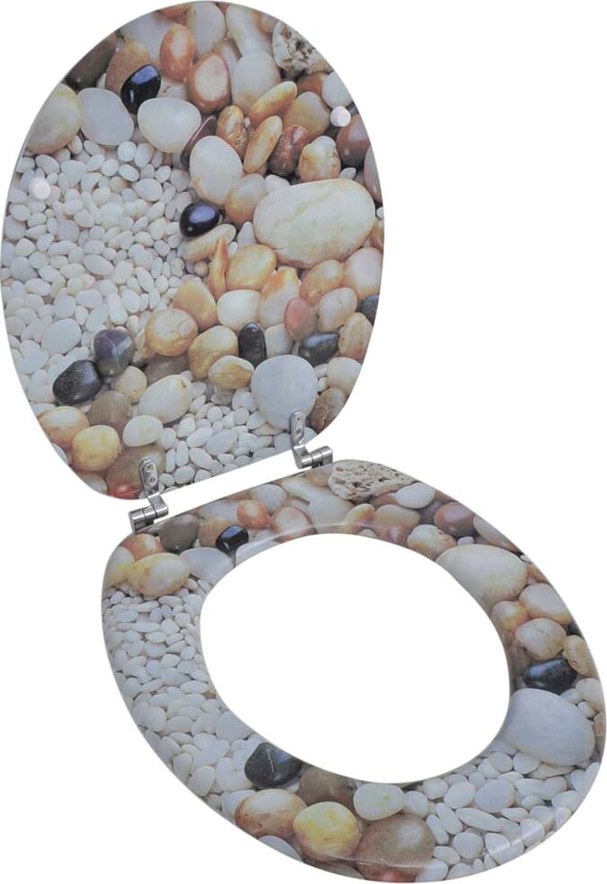 vidaXL Toiletsæde med låg af MDF, rullestensdesign vidaXL Toiletsæde med låg af MDF, rullestensdesign