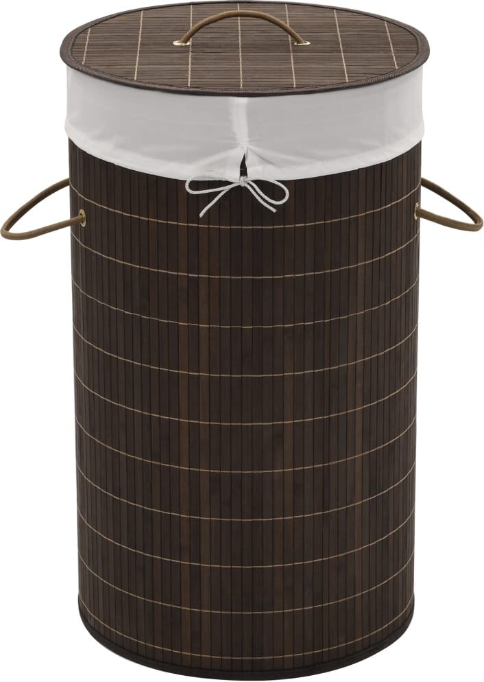 vidaXL vasketøjskurv bambus rund mørkebrun vidaXL vasketøjskurv bambus rund mørkebrun