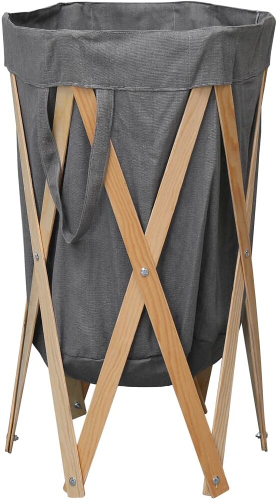 vidaXL foldbar vasketøjskurv træ og stof grå vidaXL foldbar vasketøjskurv træ og stof grå