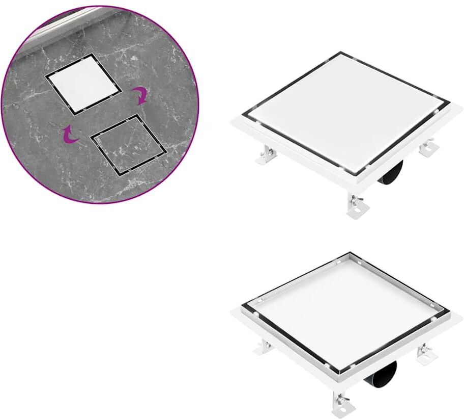 vidaXL gulvafløb med 2-i-1 dæksel 20x20 cm rustfrit stål vidaXL gulvafløb med 2-i-1 dæksel 20x20 cm rustfrit stål