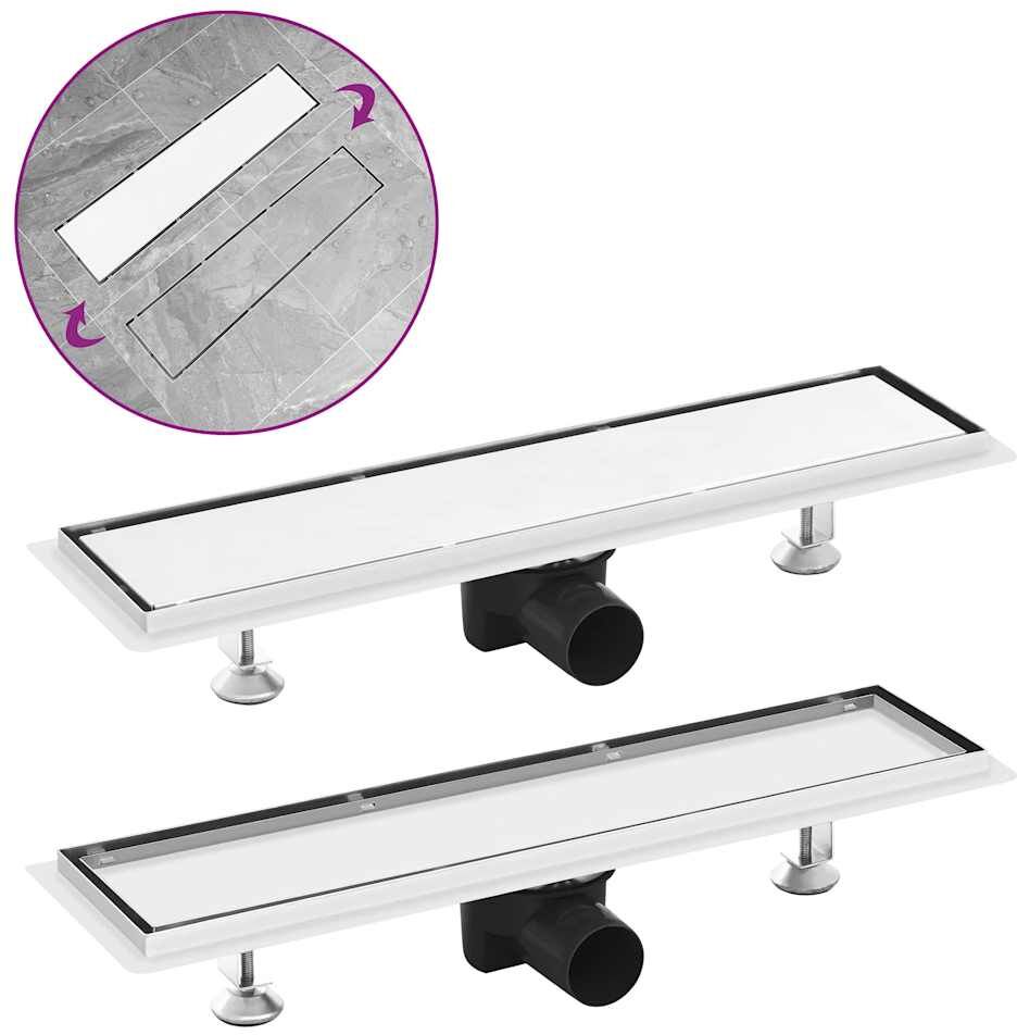 vidaXL gulvafløb med 2-i-1 dæksel 53x14 cm rustfrit stål vidaXL gulvafløb med 2-i-1 dæksel 53x14 cm rustfrit stål